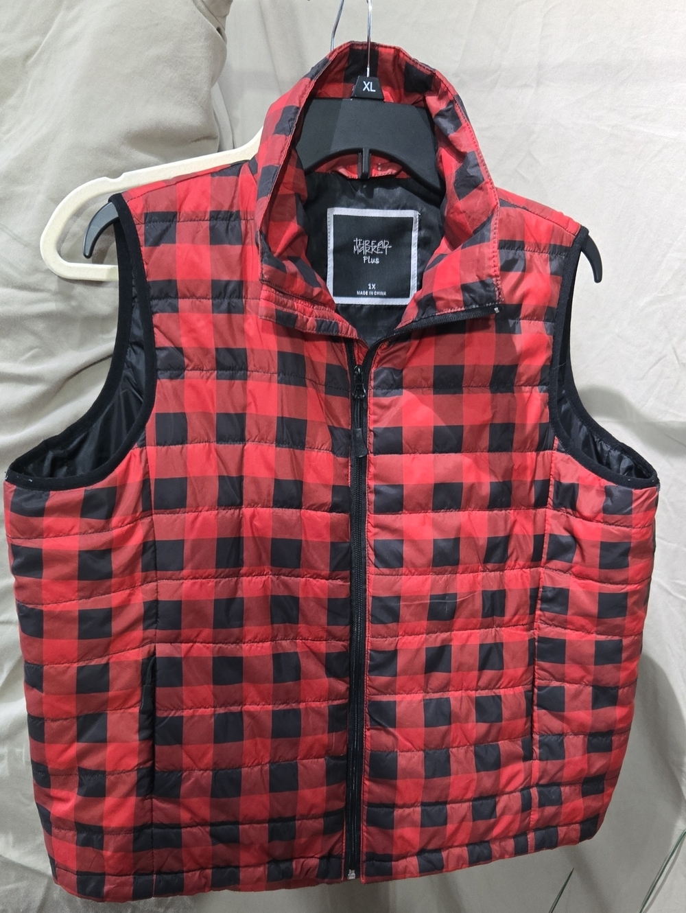 The Keeper Plus Women’s Red & Black Quilted Plaid Vest